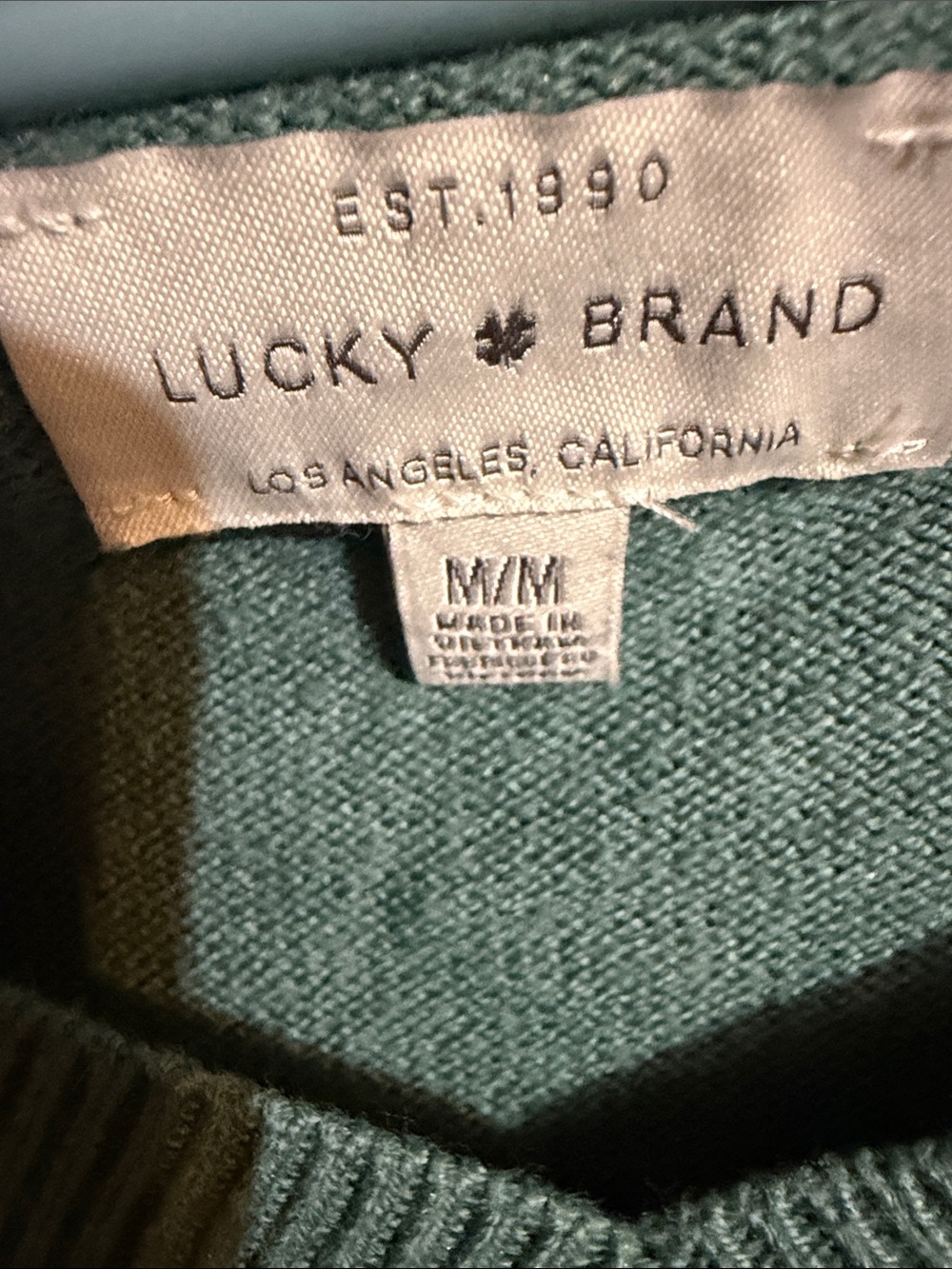 Lucky Brand Teal Green V-Neck Sweater Size Medium lightweight - Picture 2 of 5